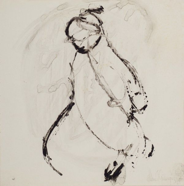 
                  Untitled, 1963, Bamboo pen on paper, black indian ink, 17 x 17 cm        