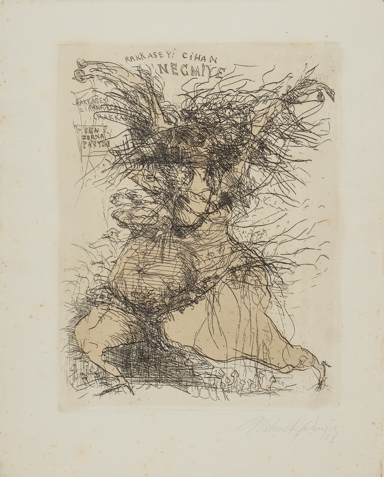 &Rakkasei Cihan Necmiye&, 1967, Gravür, 23 x 18 cm