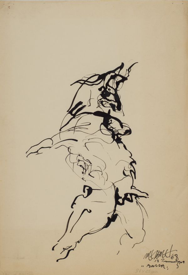 
                  13 July 1968 Bursa, 1968, Black Indian ink on paper, bamboo pen, 35,5 x 25 cm        