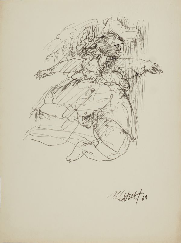 
                  Untitled, 1969, Black indian ink on paper, bamboo pen, 30,2 x 22,5 cm        