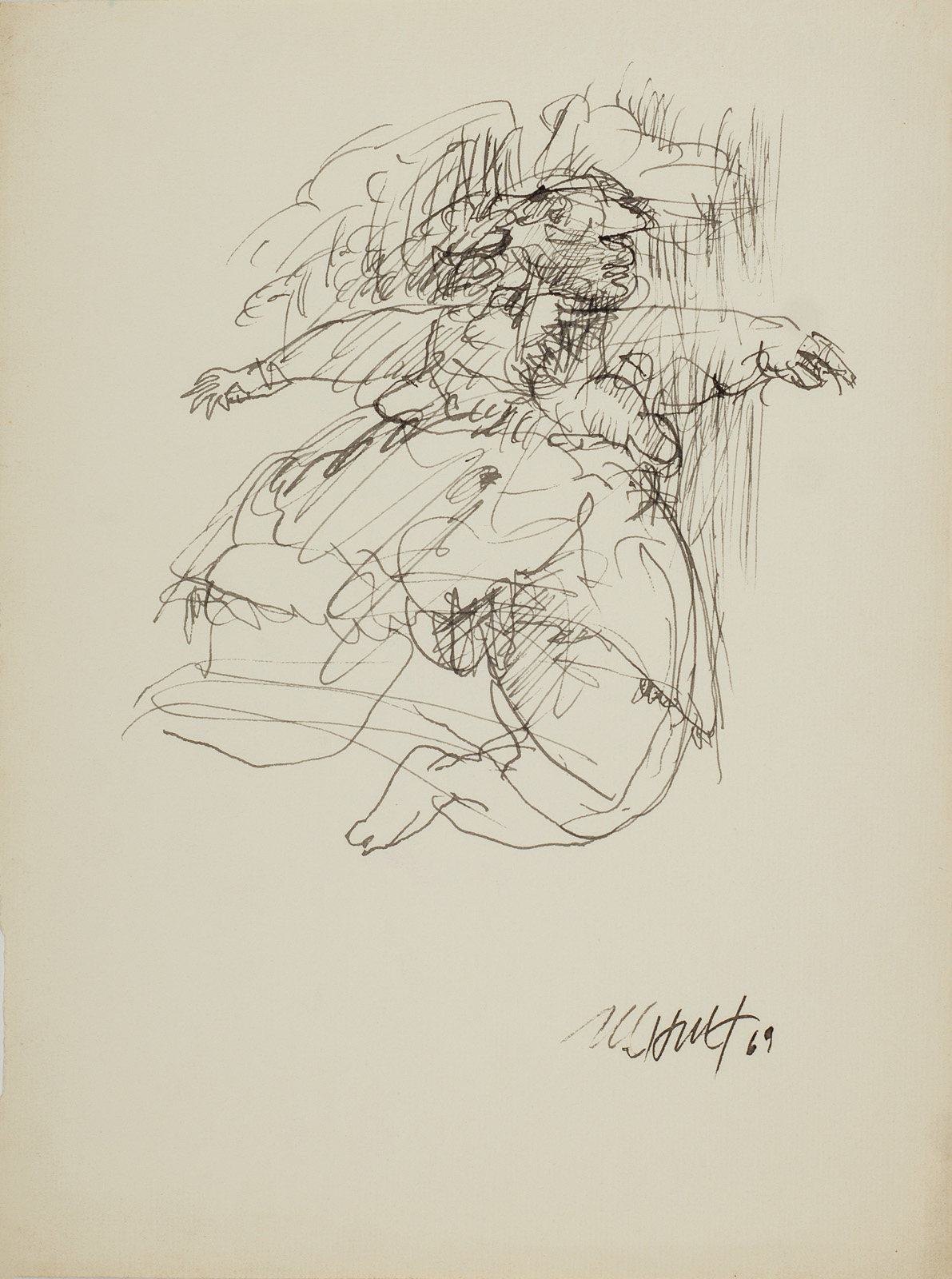 &Untitled&, 1969, Kağıt üzerine çini, bambu kalem, 30,2 x 22,5 cm