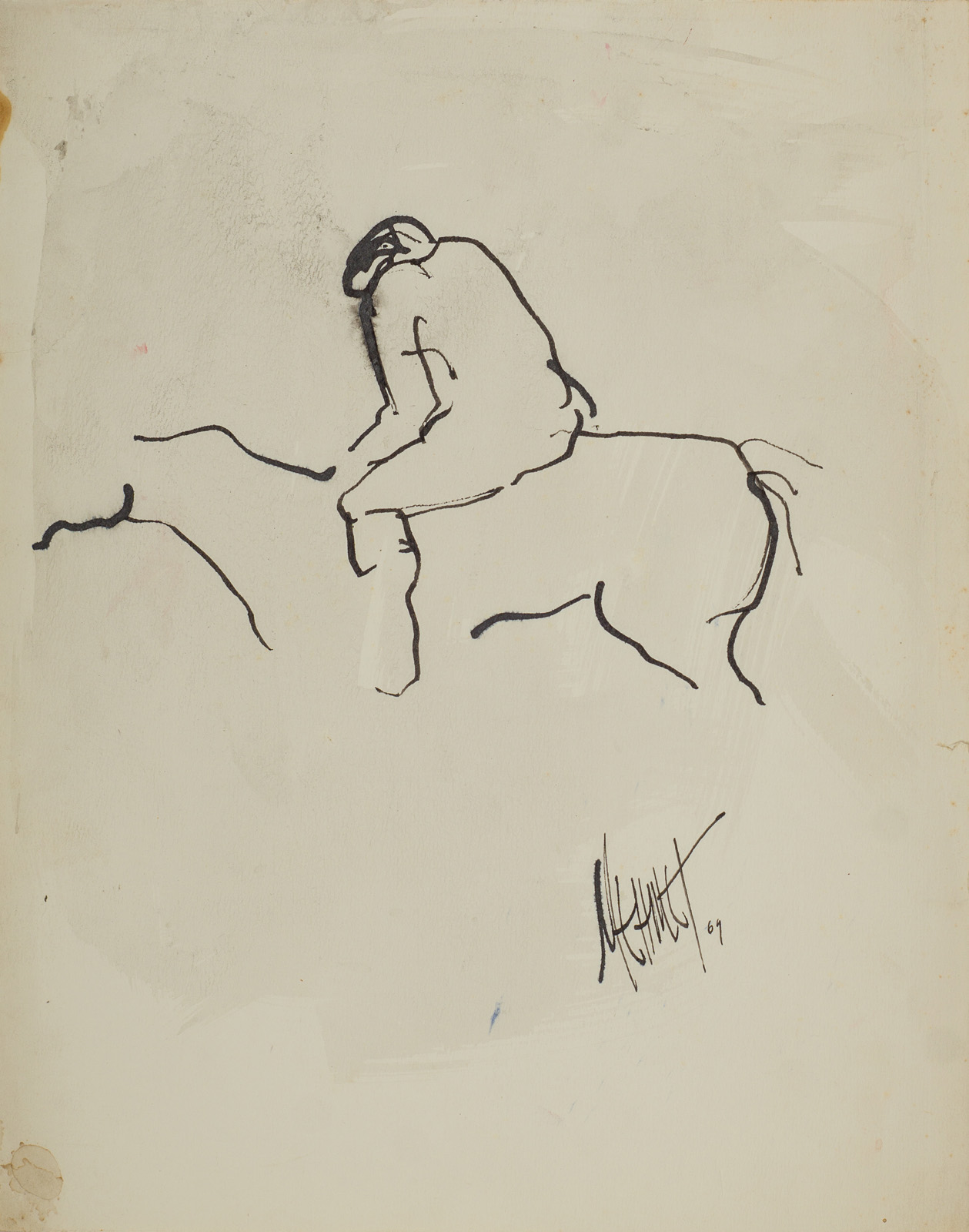 &Untitled&, 1969, Kağıt üzerine çini, bambu kalem, 32 x 25,5 cm