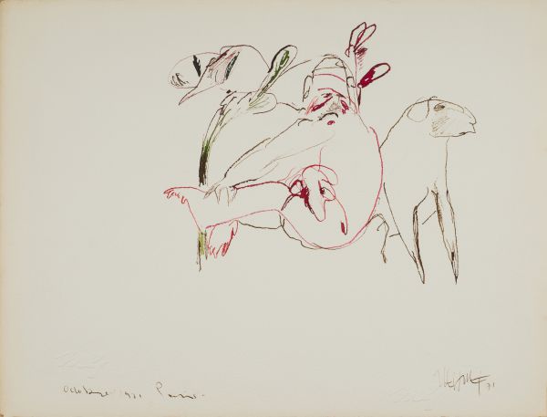 
                  October, 1971 Paris, 1971, Ecoline on paper, 25 x 32 cm        