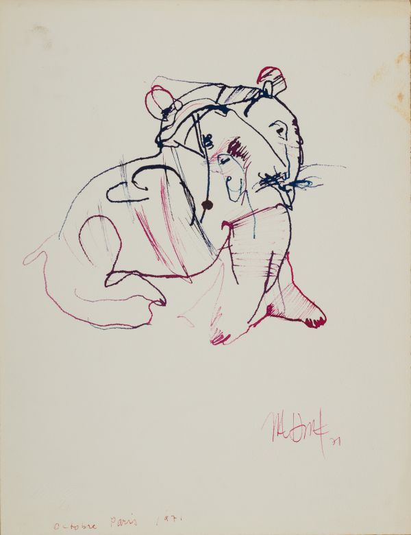 
                  October, 1971 Paris, 1971, Ecoline on paper, 32 x 25 cm        