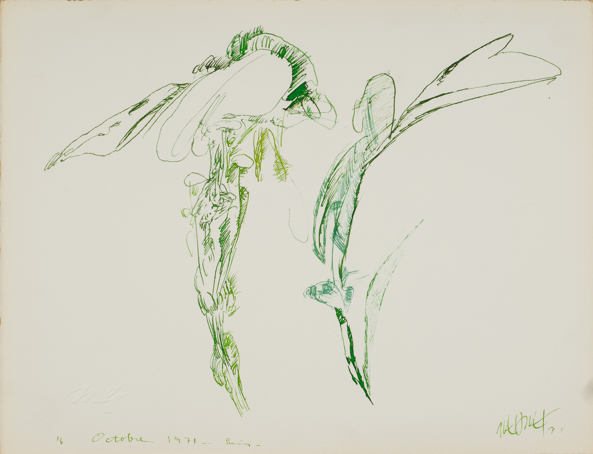 &October 16, 1971 Paris&, 1971, Kağıt üzerine ekolin, 25 x 32 cm