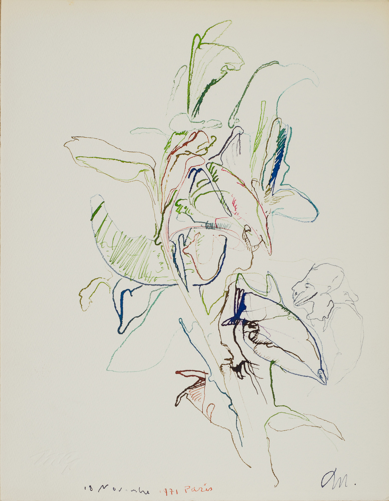 &November 11, 1971 Paris&, 1971, Kağıt üzerine ekolin, 32 x 25 cm