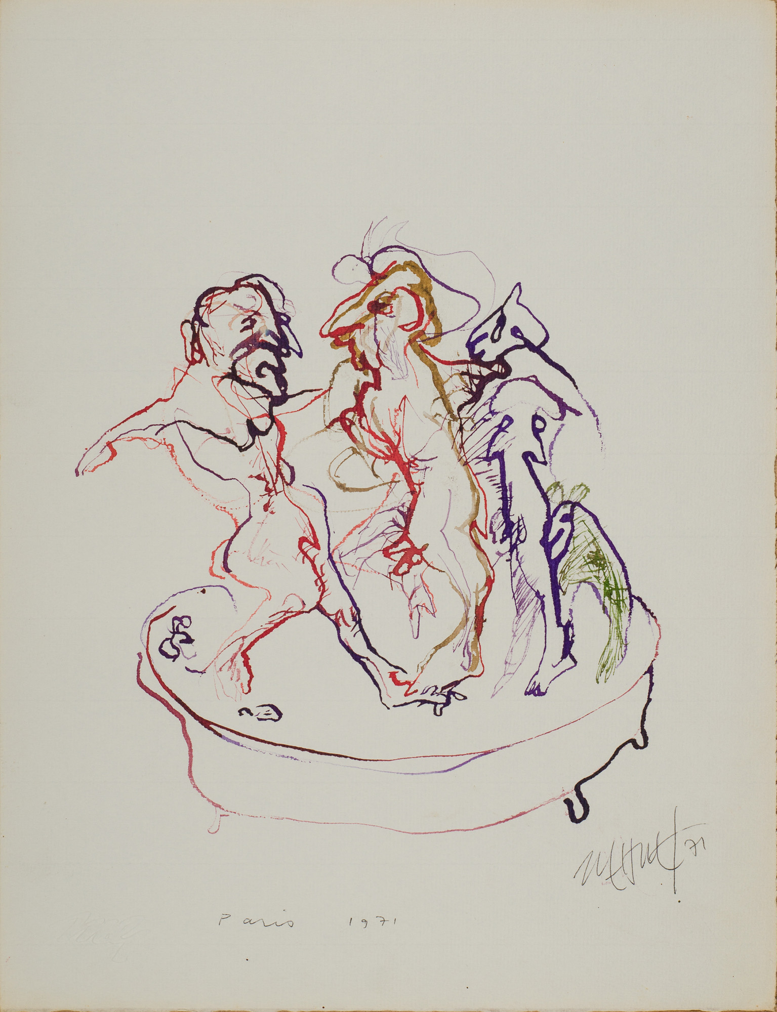 &Paris 1971&, 1971, Kağıt üzerine ekolin, 32,5 x 25 cm