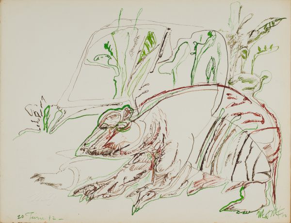 
                  February 20 , 1972 Paris, 1972, Ecoline on paper, 25 x 32,5 cm        