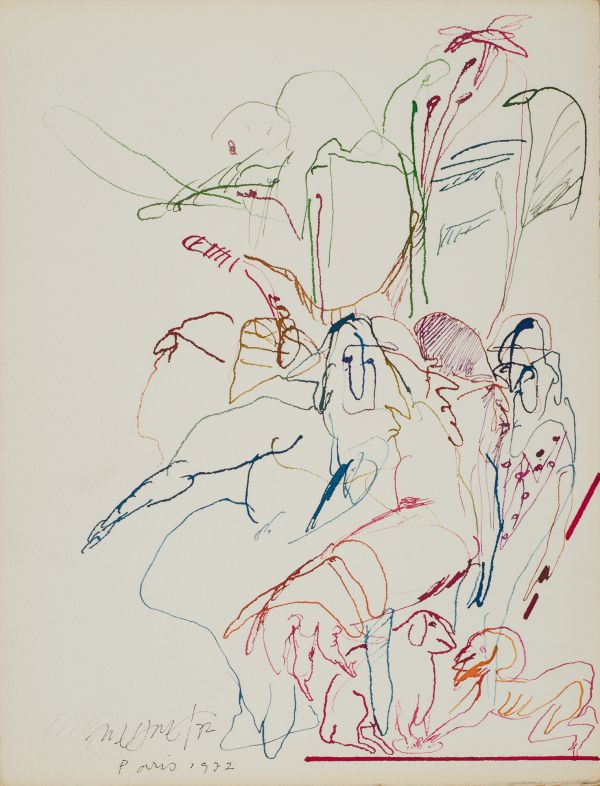 
                  Paris 1972, 1972, Ecoline on paper, 32,5 x 25 cm        