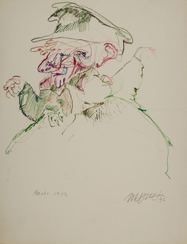 
                  Paris 1972, 1972, Ecoline on paper, 41 x 33 cm        