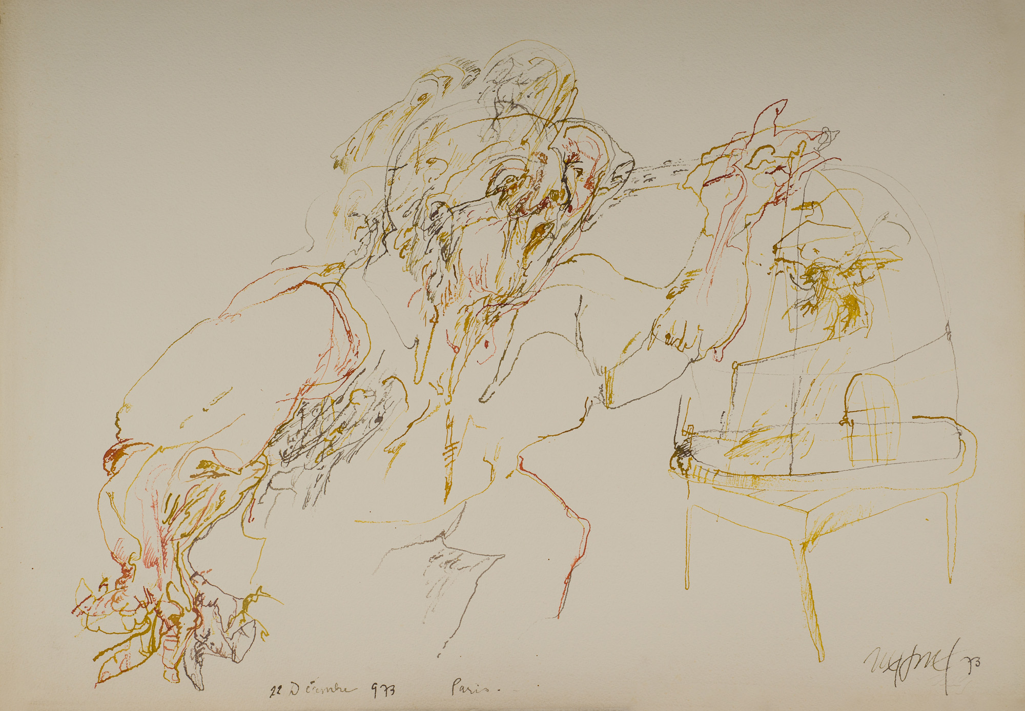 &December 22 , 1973 Paris&, 1973, Kağıt üzerine ekolin, 56 x 76,3 cm