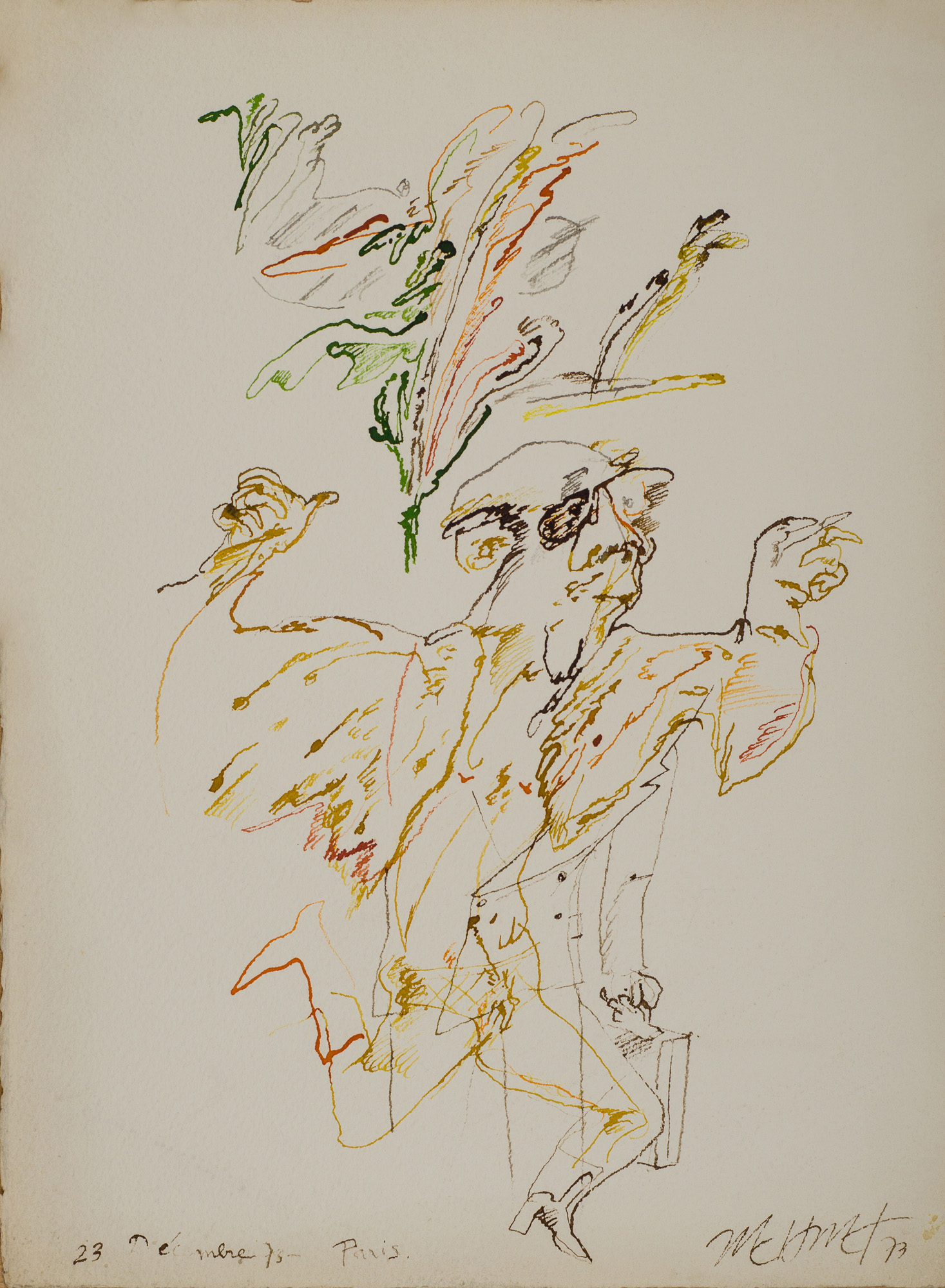 &December 23 , 1973 Paris&, 1973, Kağıt üzerine ekolin, 38 x 28 cm