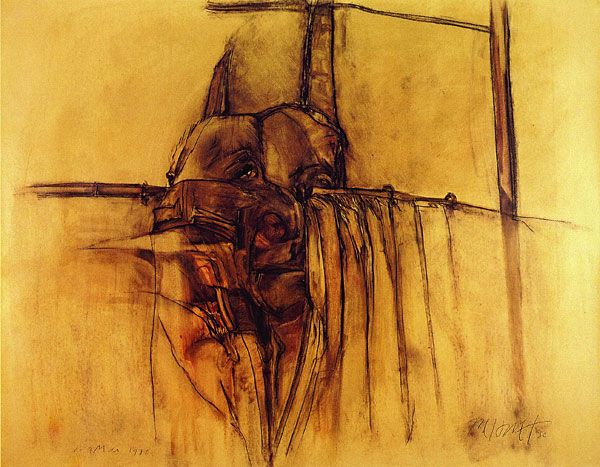 
                  The Janitor, 1980, Mixed media on paper, 122 x 153 cm        