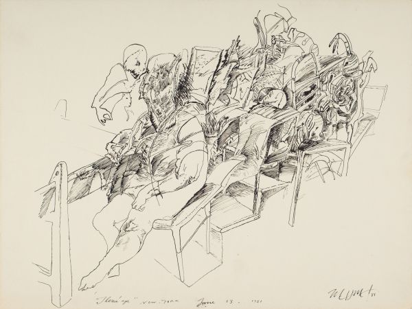 
                  " To Ilona" June 13 , 1981 New York, 1981, India ink on paper, 38 x 50,5 cm        