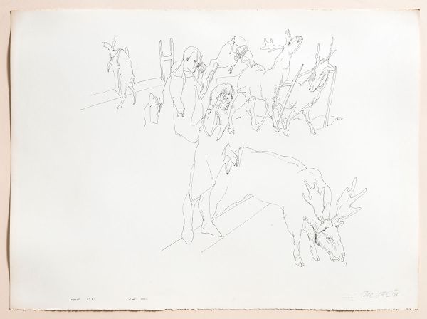 
                  April 1983 New York, 1983, Rotring pen on Rives paper, 56 x 76 cm        
