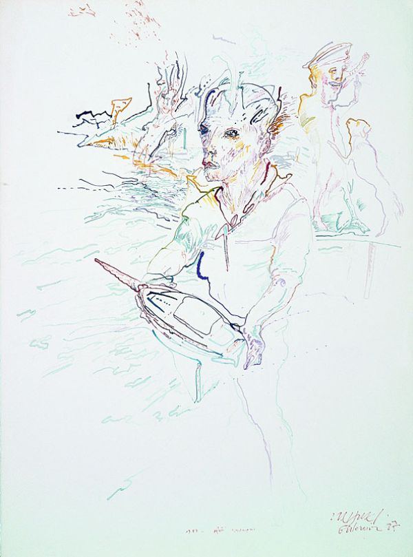 
                  Love of The Sea, 1987, Colored ecoline on Arches paper, 76.5 x 56.5 cm        