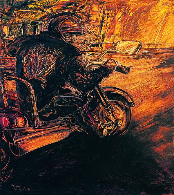 
                  Motorcylist III, 1995, Oil on canvas, 200 x 180 cm        