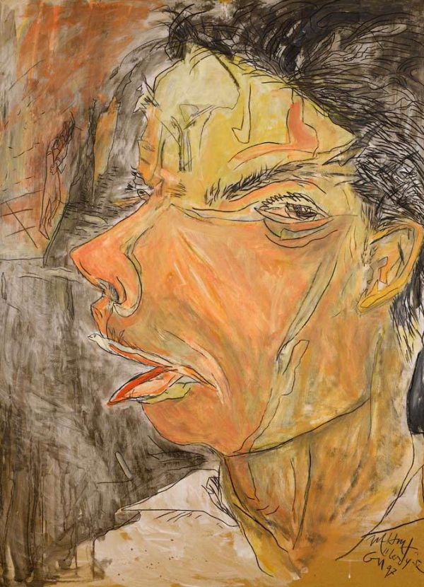 
                  Portrait V, 1997, Acrylic on maruflage craft paper, 220 x 129 cm        