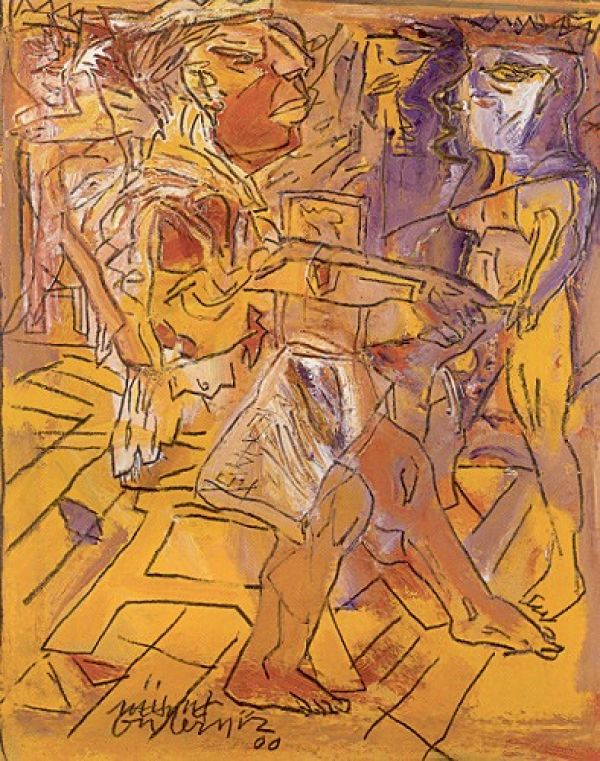 
                  King and Queen, 2000, Acrylic on maruflage craft paper, 70 x 56 cm        